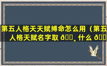 第五人格天天赋搏命怎么用（第五人格天赋名字取 🕸 什么 🐈 好听）